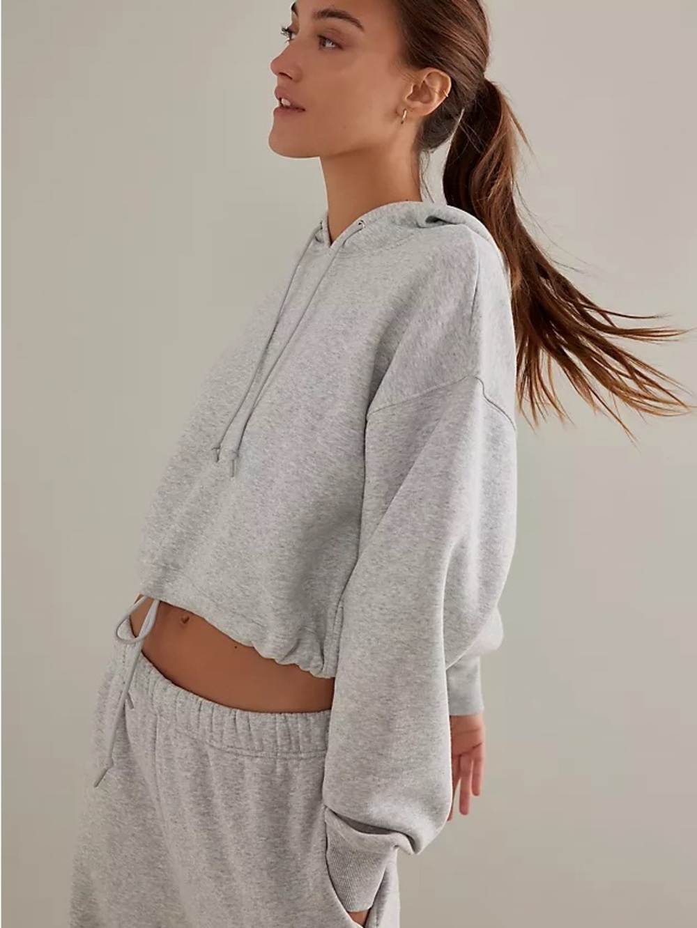 Good American Brushed Fleece Cropped Hoodie Small